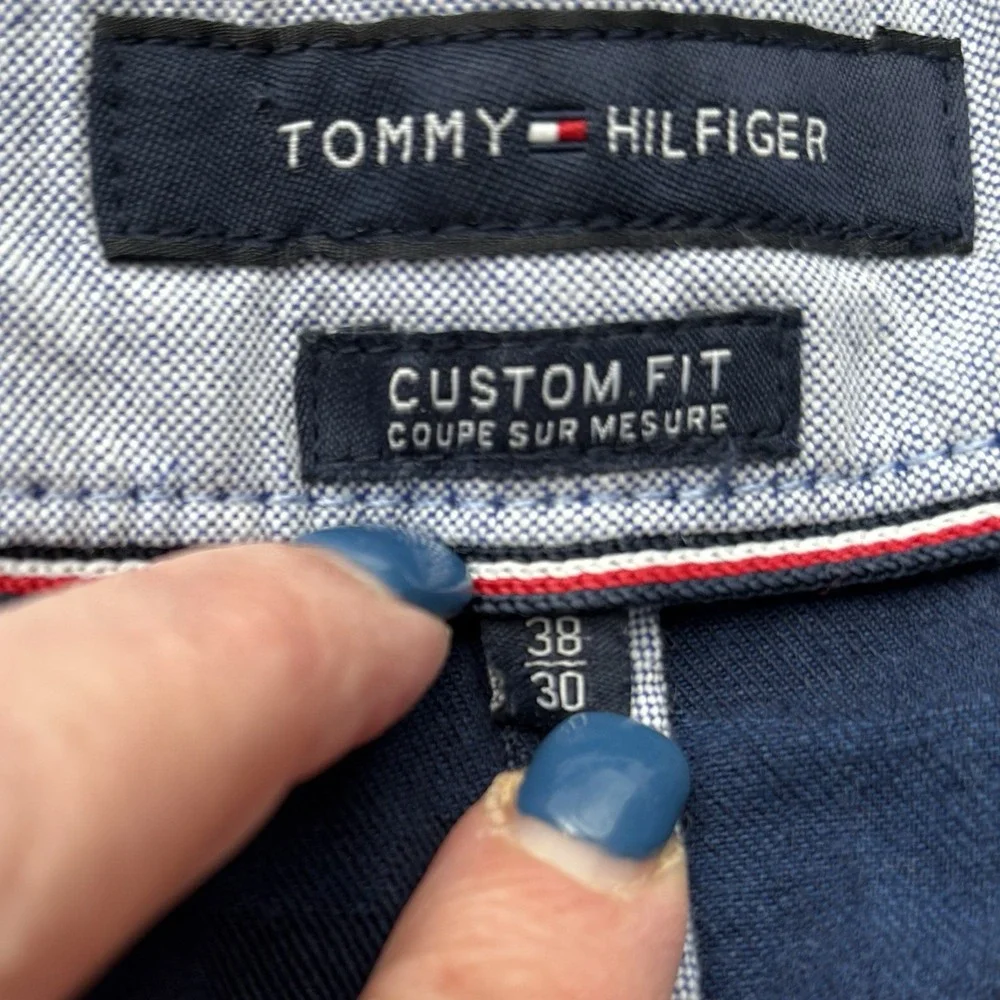 Tommy Hilfiger Men 38x30 Custom Fit Pants Blue Camo Chino NWT Golf Trousers